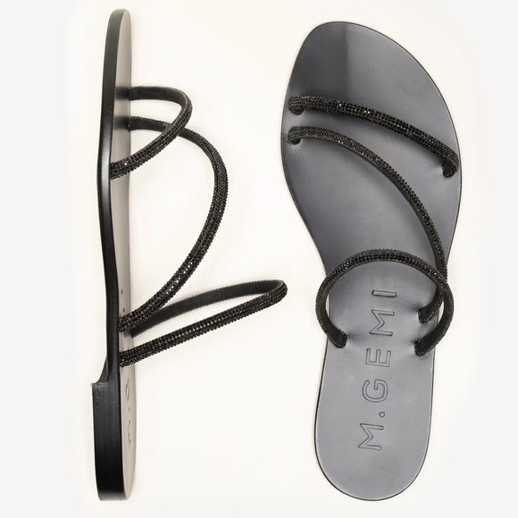M.GEMI The Azzurra Sandals Italian tubular leather upper with crystals strappy - Picture 8 of 8